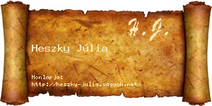Heszky Júlia névjegykártya